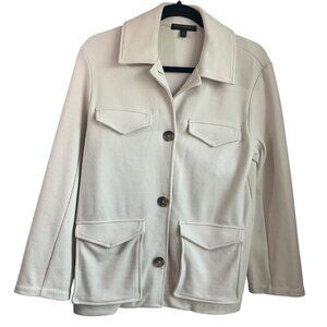 Banana Republic W Sz XS Cream Chore Coat Button-Up Jacket Twill Utility Safari